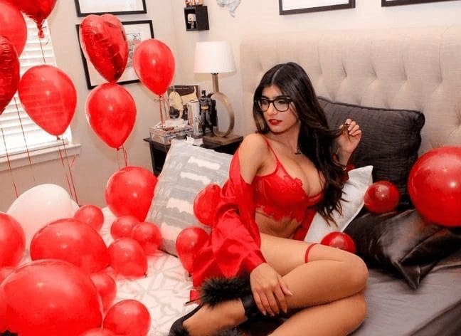Mia Khalifa Porn Star red dress